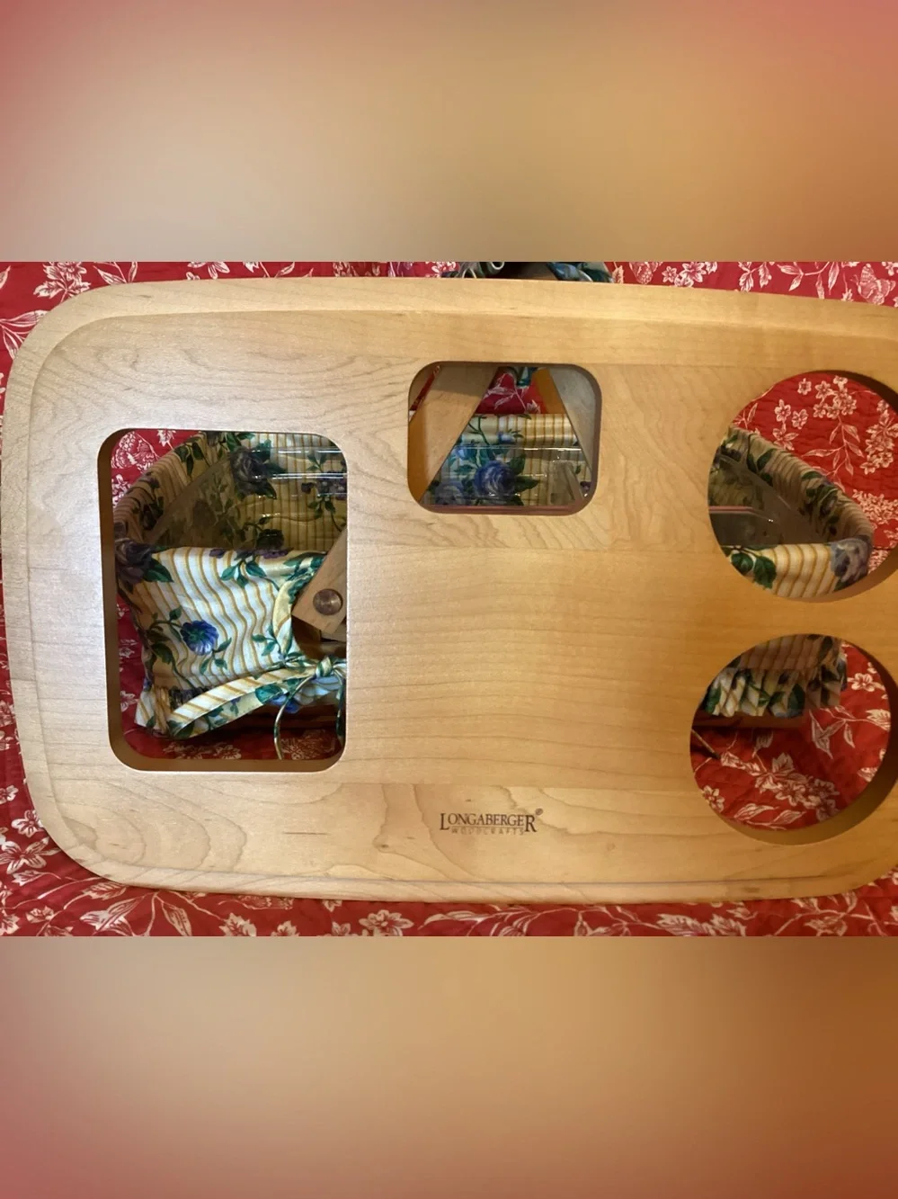 Longaberger Road Trip Gathering Basket with Rose Trellis Fabric